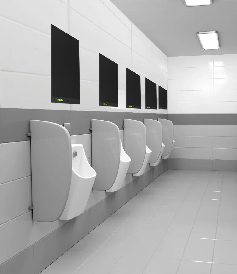 Restroom with screens